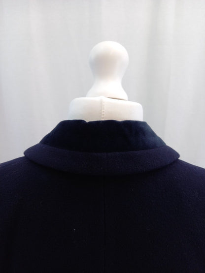 windsmoor coat navy blue wool 12 double breasted with velvet trim