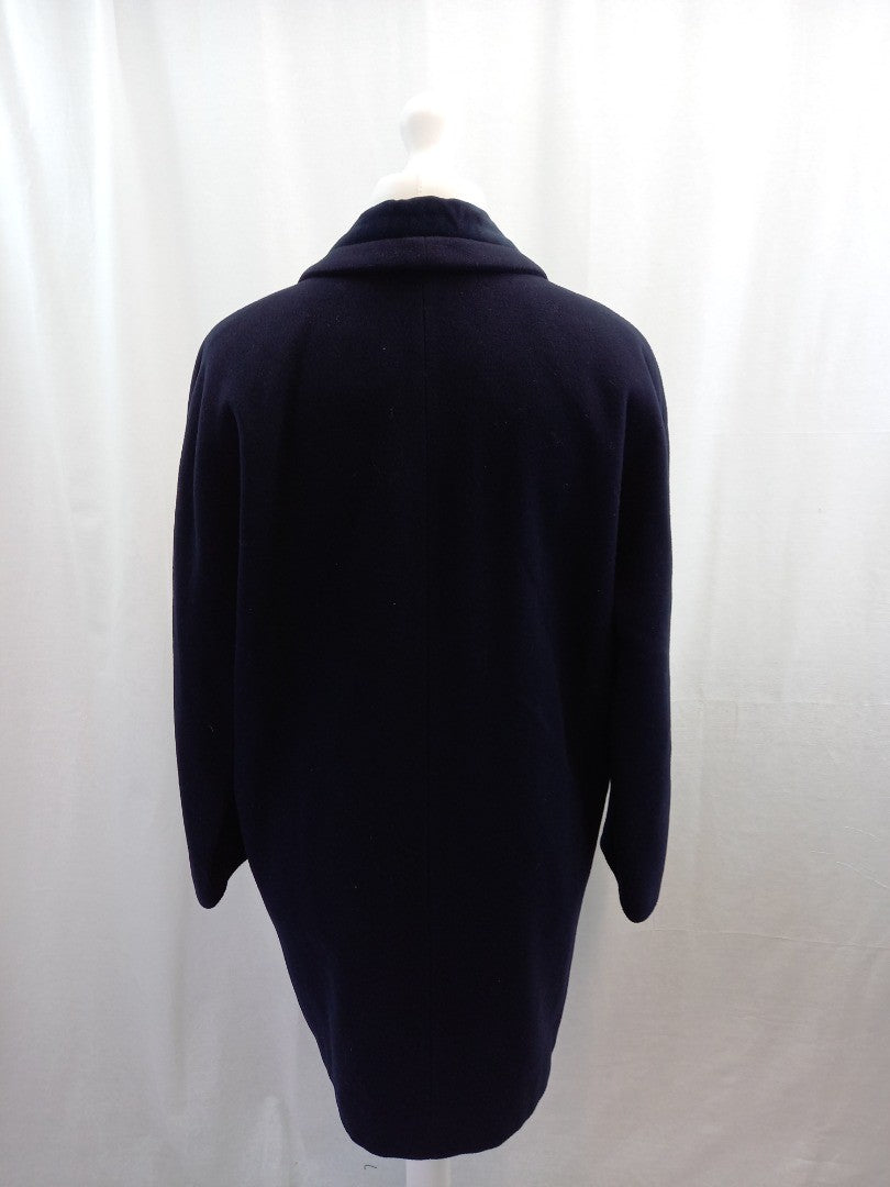 windsmoor coat navy blue wool 12 double breasted with velvet trim