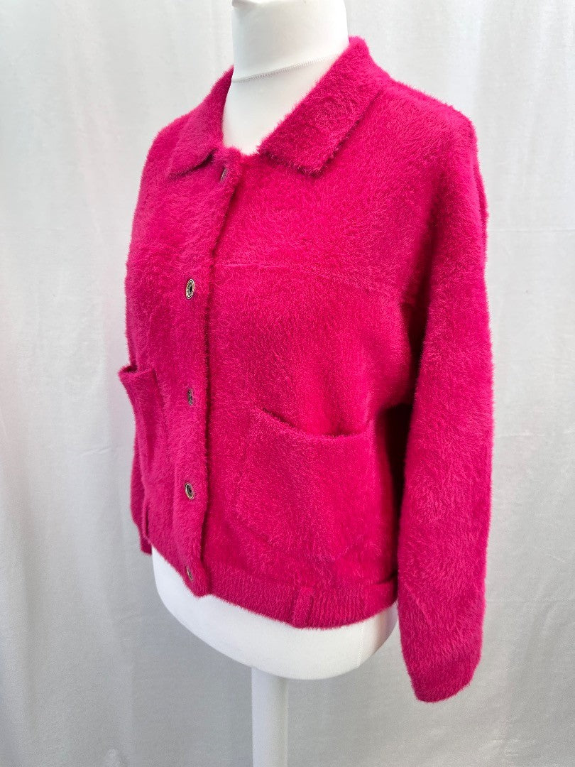 Rino & Pelle Fuchsia Pink Cozy Super Soft Cardigan Jacket Size M Excellent Condition