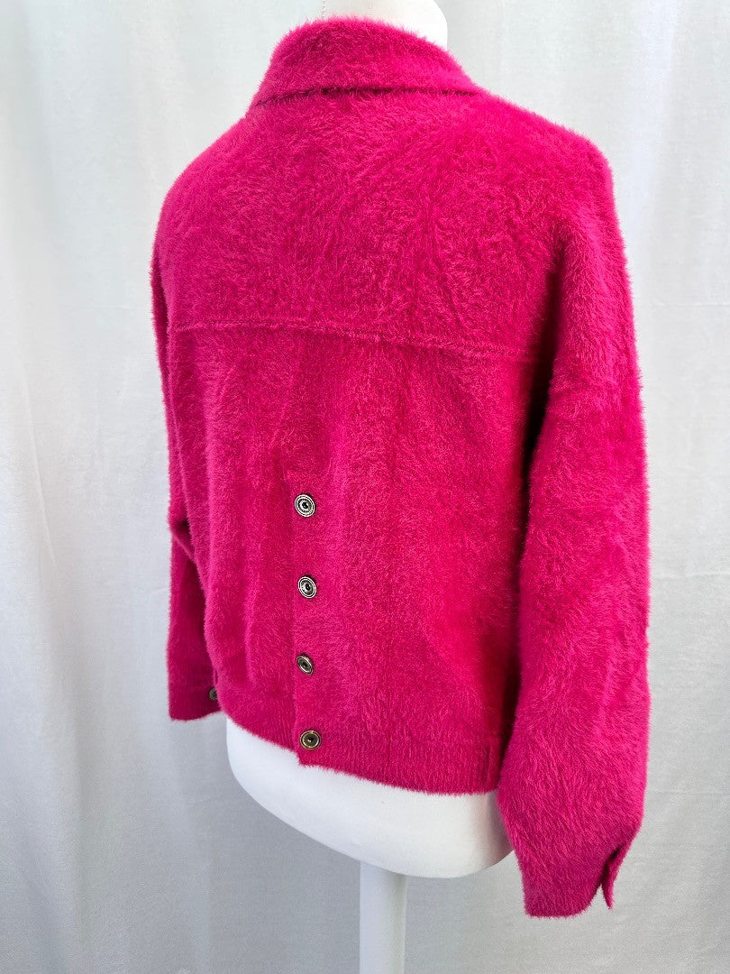 Rino & Pelle Fuchsia Pink Cozy Super Soft Cardigan Jacket Size M Excellent Condition