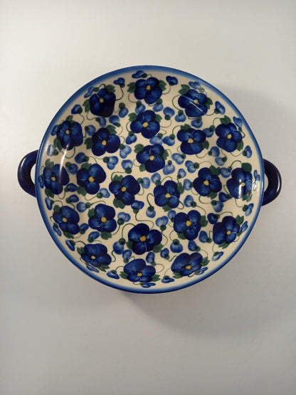 polish pottery blue bowl serving dish ceramika boleslawiec flowers