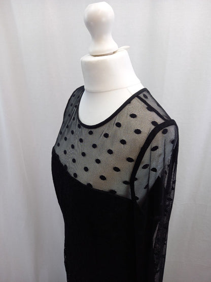 reiss black lace dress 14 floral and dots