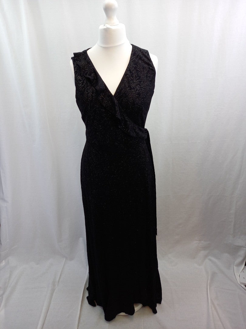 phase eight black wrap maxi dress 14 neona lurex BNWT