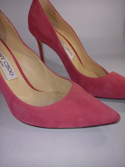 Jimmy Choo Blush Pink Suede Court Heel Shoes Size UK 5.5 / 38.5