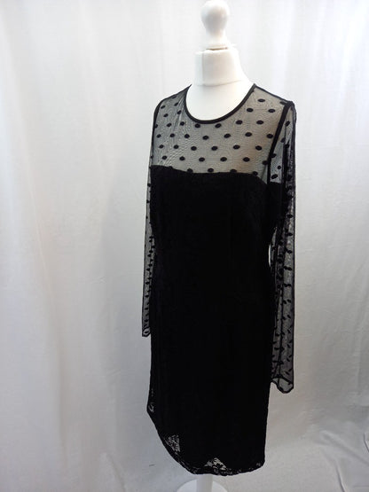 reiss black lace dress 14 floral and dots