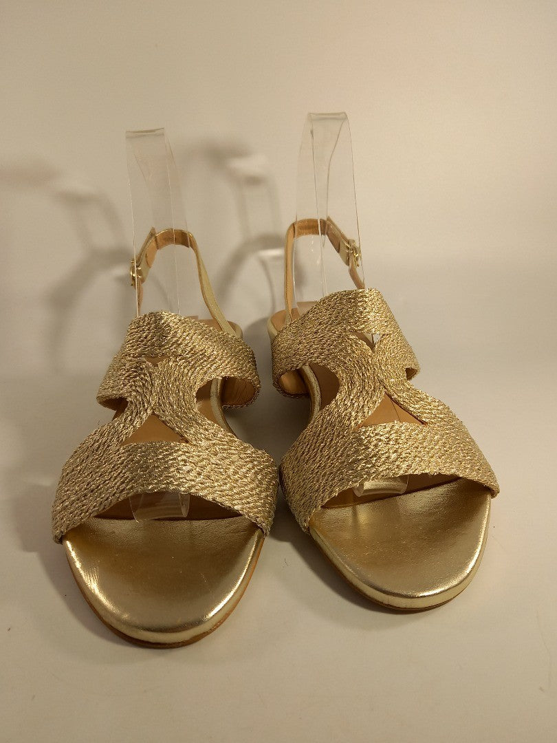 LK Bennett Metallic Gold Woven Strappy Sandals - Size UK 5 / EU 38