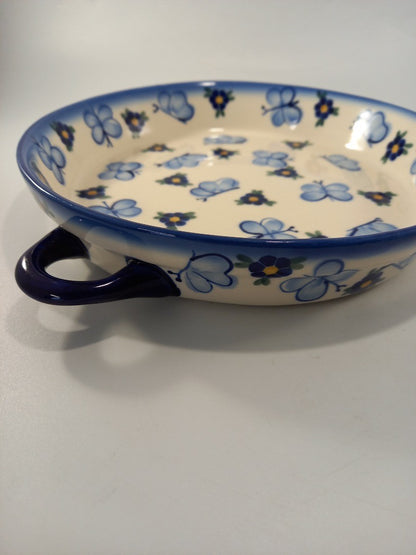 polish pottery blue bowl serving dish ceramika boleslawiec VGC