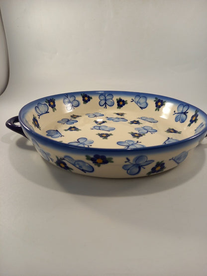 polish pottery blue bowl serving dish ceramika boleslawiec VGC