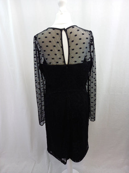 reiss black lace dress 14 floral and dots