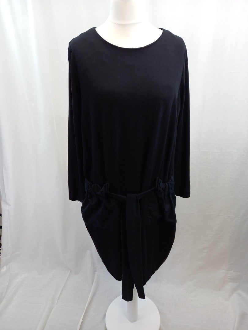 cos black dress with pockets and tie belt eu large