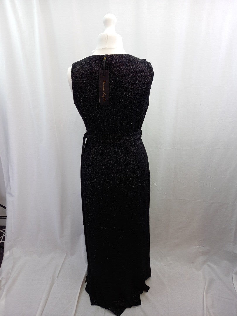 phase eight black wrap maxi dress 14 neona lurex BNWT