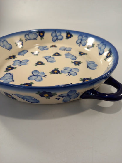 polish pottery blue bowl serving dish ceramika boleslawiec VGC