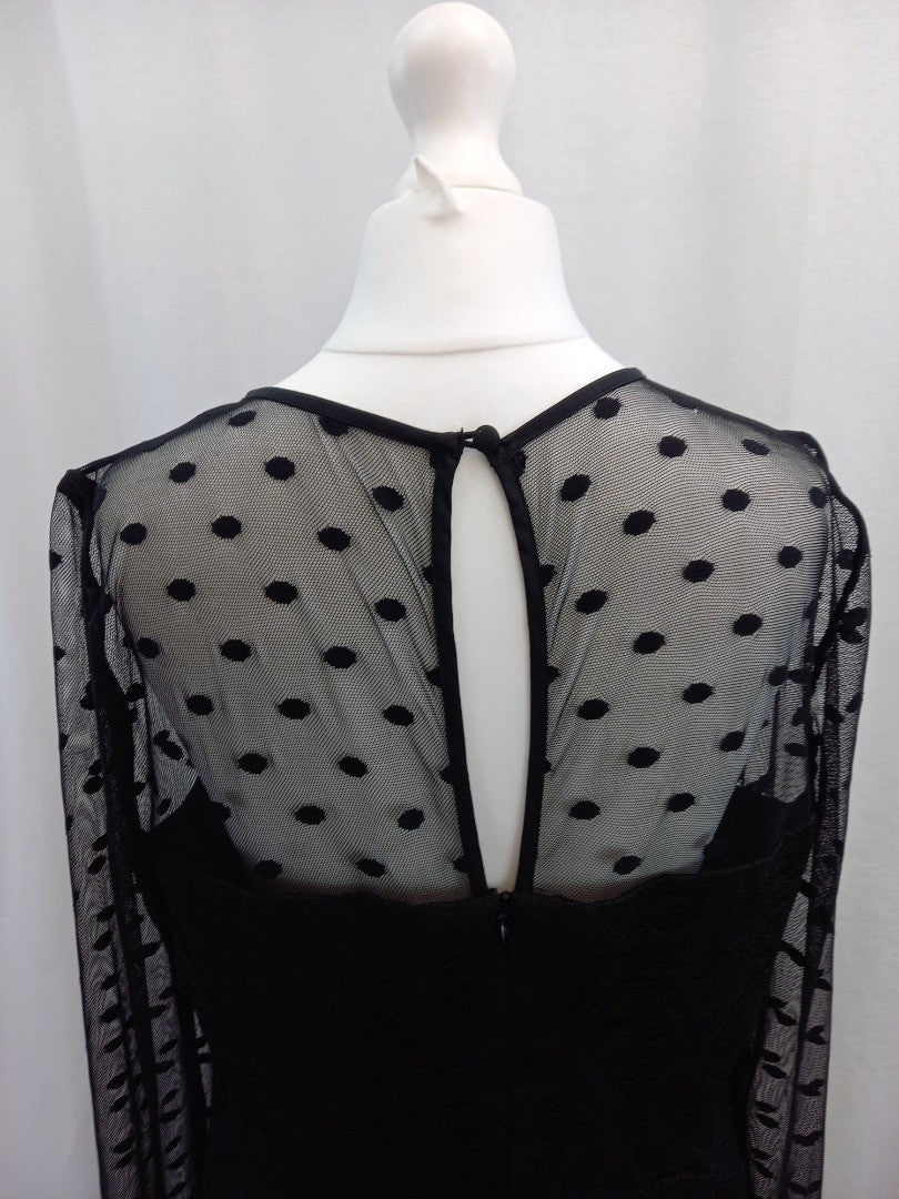 reiss black lace dress 14 floral and dots