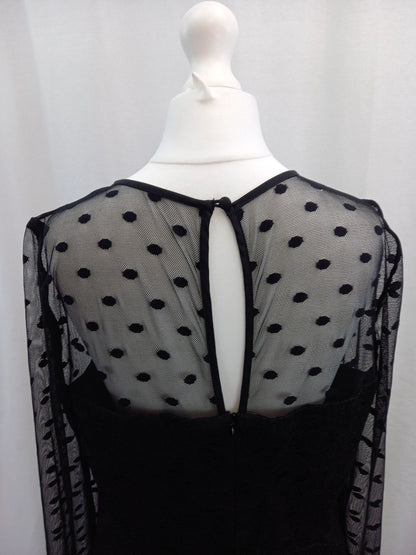 reiss black lace dress 14 floral and dots