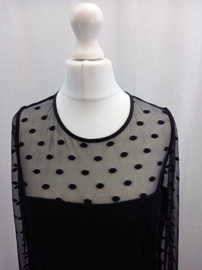 reiss black lace dress 14 floral and dots