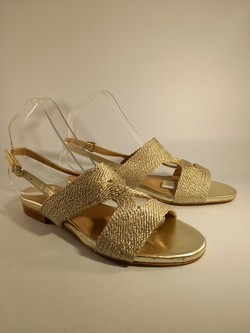 LK Bennett Metallic Gold Woven Strappy Sandals - Size UK 5 / EU 38