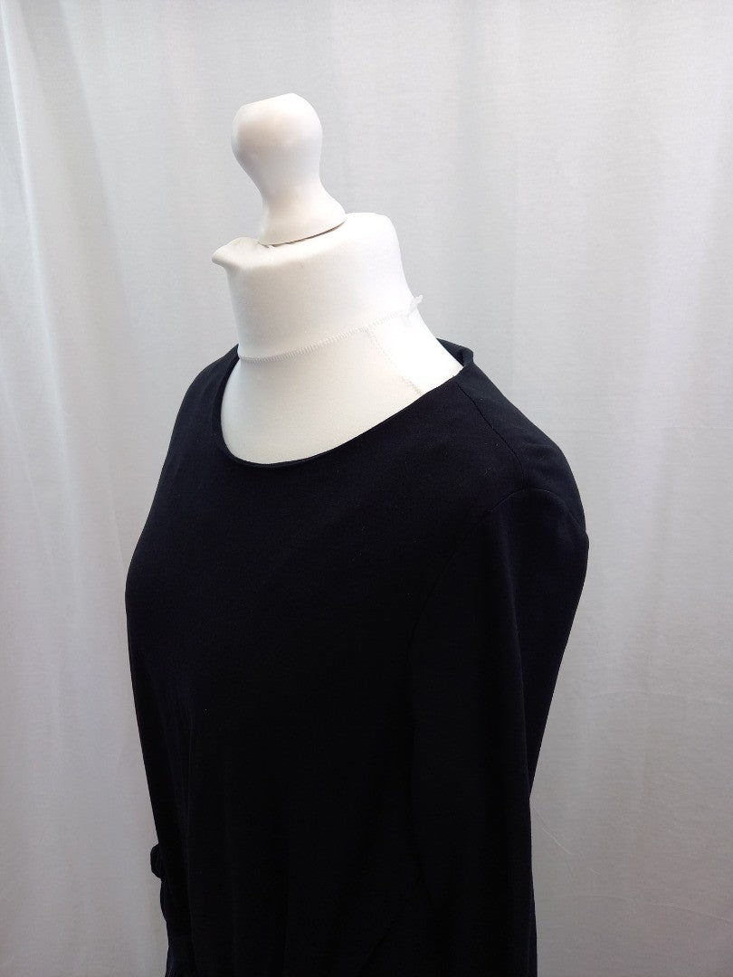 cos black dress with pockets and tie belt eu large