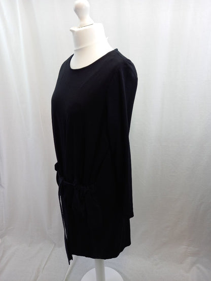 cos black dress with pockets and tie belt eu large