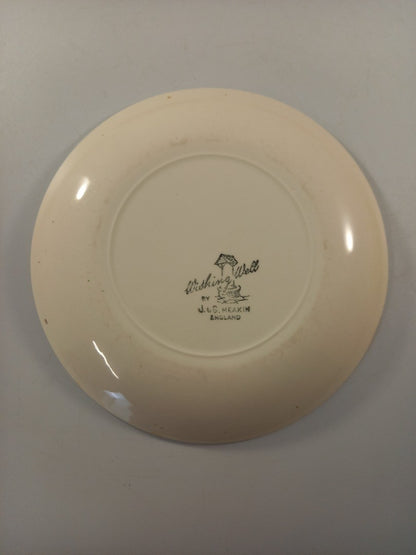 meakin side plates x5 wishing well ballet dancer white grey yellow