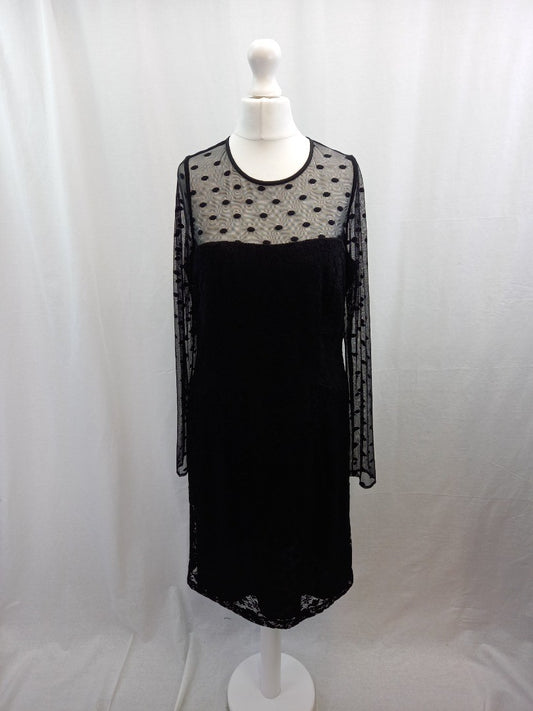 reiss black lace dress 14 floral and dots