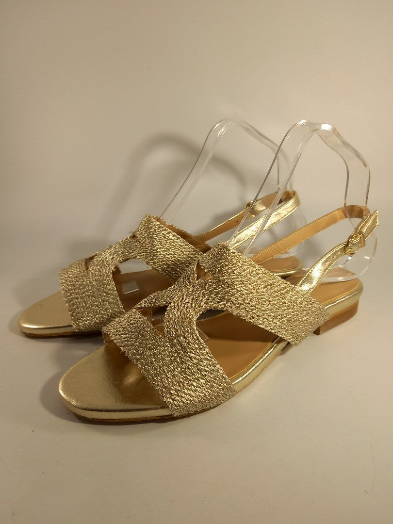 LK Bennett Metallic Gold Woven Strappy Sandals - Size UK 5 / EU 38