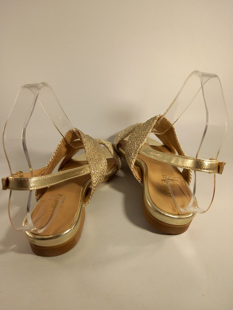 LK Bennett Metallic Gold Woven Strappy Sandals - Size UK 5 / EU 38