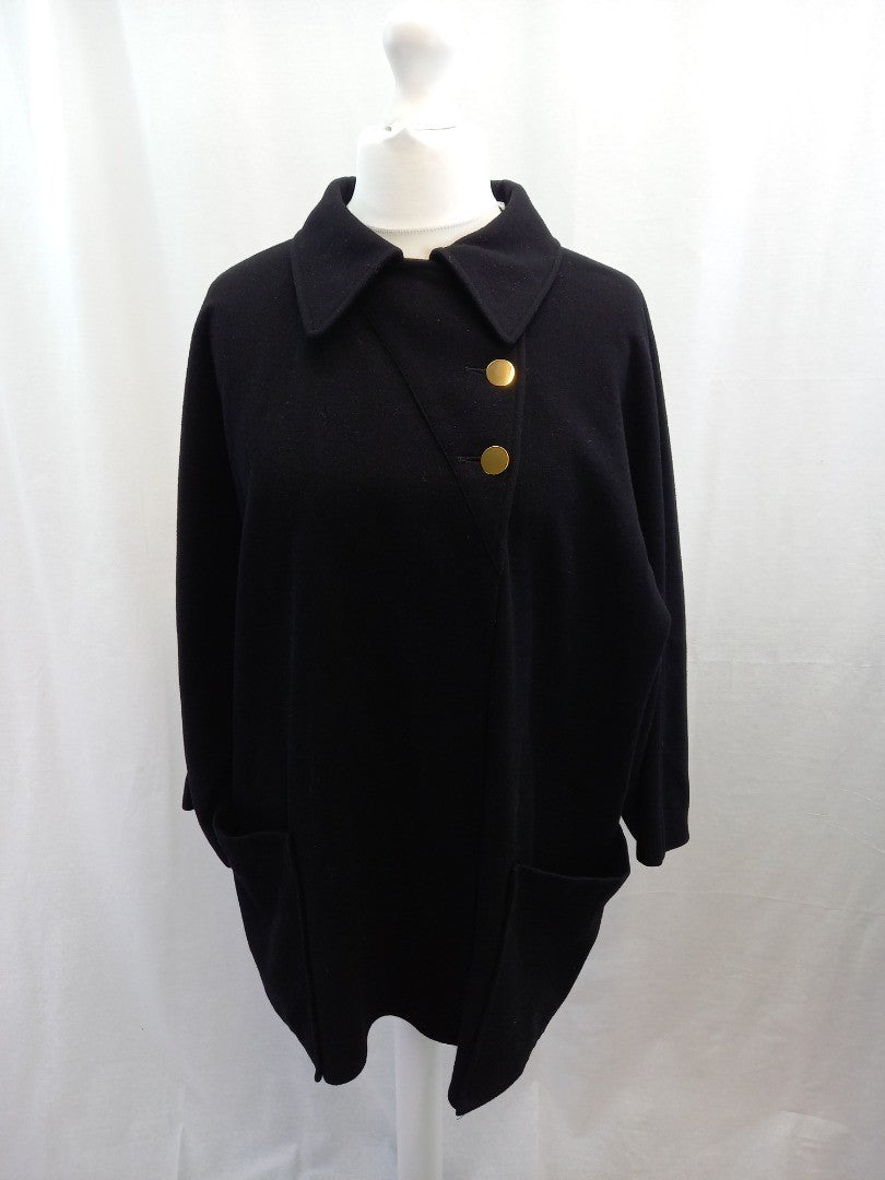 aquascutum black coat wool 16 18 pockets