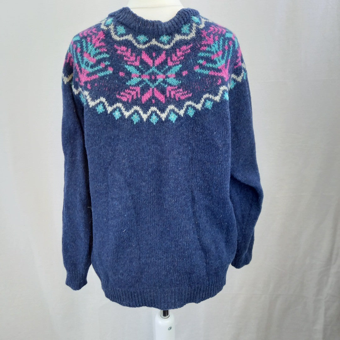 House Of Bruar Blue Jumper Shetland Wool UK L Good