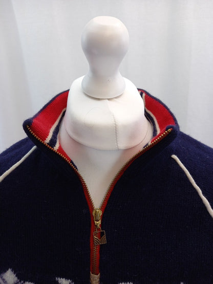 dale of norway jumper large mens navy red cream wool