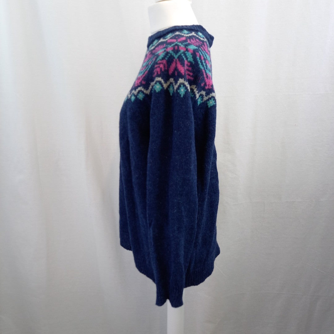 House Of Bruar Blue Jumper Shetland Wool UK L Good