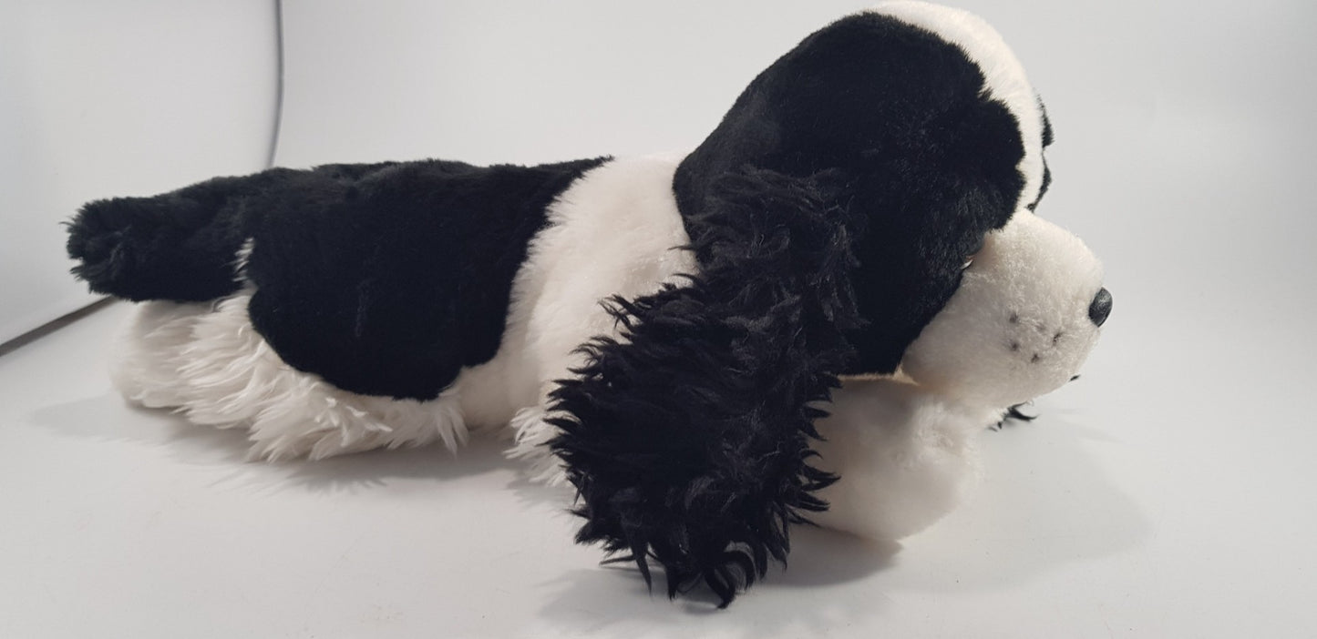 Animal Alley Black White Spaniel Dog Soft Toy 14" Medium Size VGC