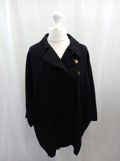 aquascutum black coat wool 16 18 pockets