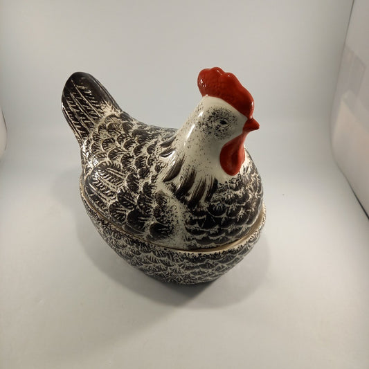 Glazed Ceramic Egg Storage Chicken / Hen Vintage Large Good