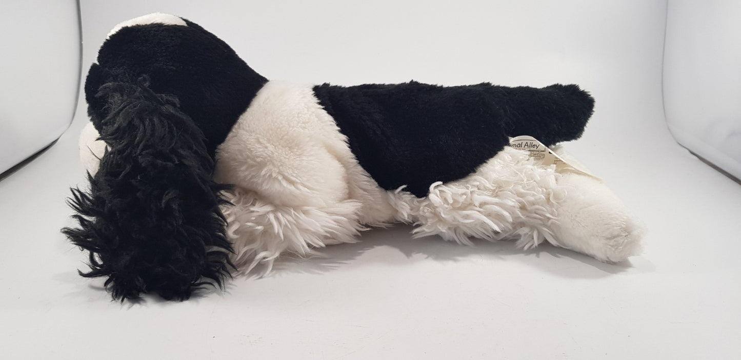 Animal Alley Black White Spaniel Dog Soft Toy 14" Medium Size VGC