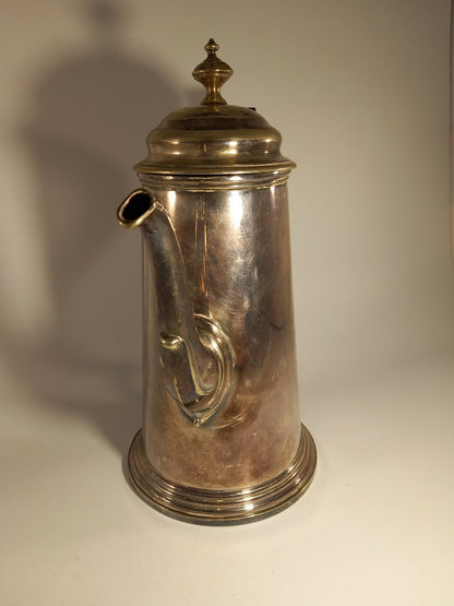 M&Co EPNS Silver Plated Ornate Tall Teapot / Jug with Wooden Handle 9.5" Tall