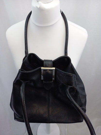 russell and bromley black tote bag with buckle and top fastener medium