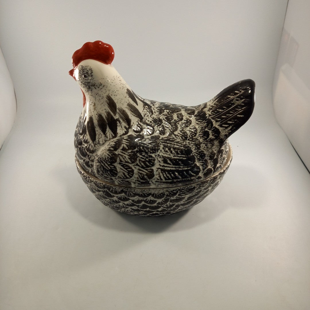 Glazed Ceramic Egg Storage Chicken / Hen Vintage Large Good