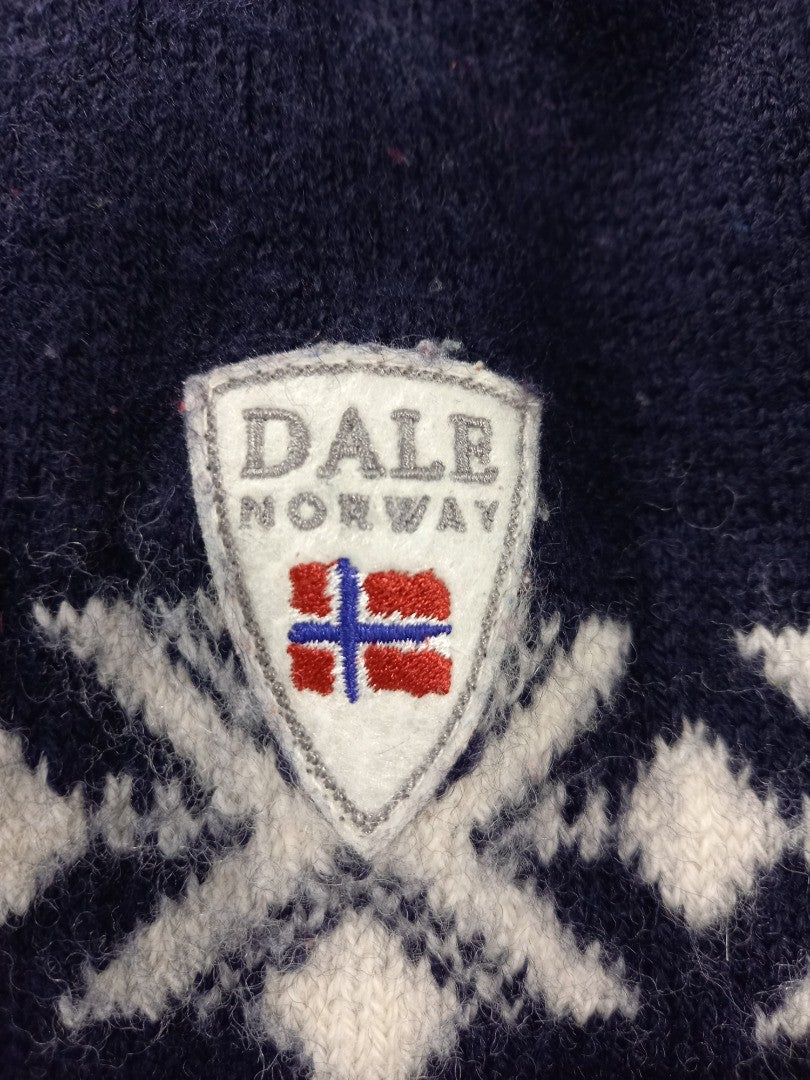 dale of norway jumper large mens navy red cream wool