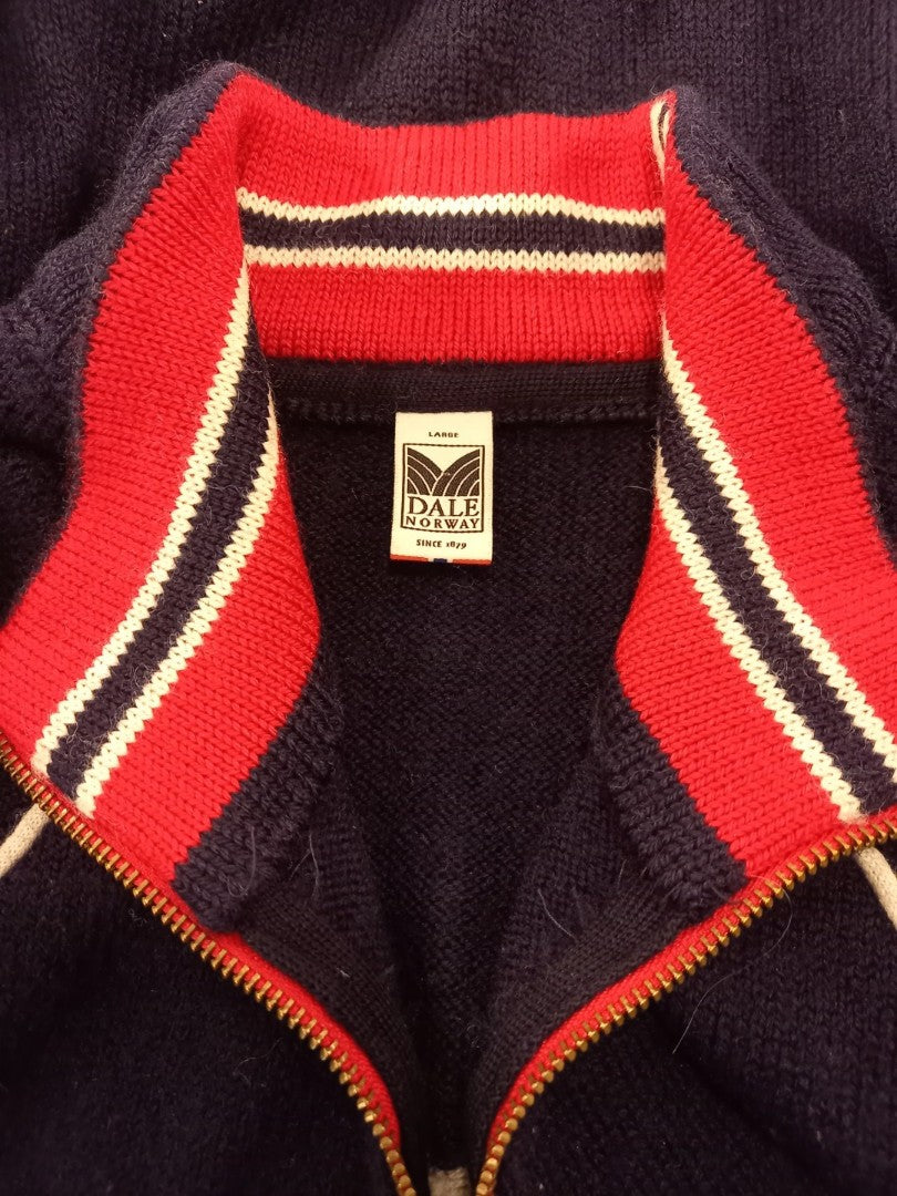 dale of norway jumper large mens navy red cream wool