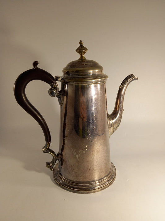 M&Co EPNS Silver Plated Ornate Tall Teapot / Jug with Wooden Handle 9.5" Tall