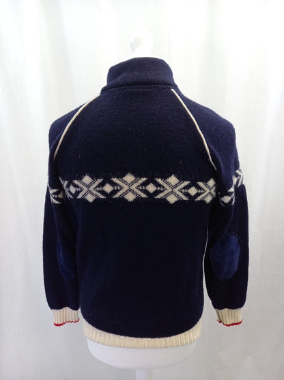 dale of norway jumper large mens navy red cream wool