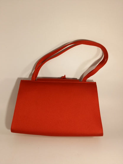 LK Bennett Red Bow Detail Small Satin Double Handle Clutch Handbag 21x13cm