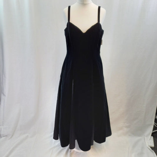 Bernshaw Black Velvet Dress UK 14 Good