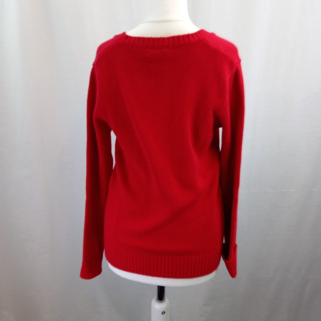 Sisley Red Knitted Cardigan UK 10 Excellent