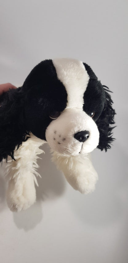 Animal Alley Black White Spaniel Dog Soft Toy 14" Medium Size VGC