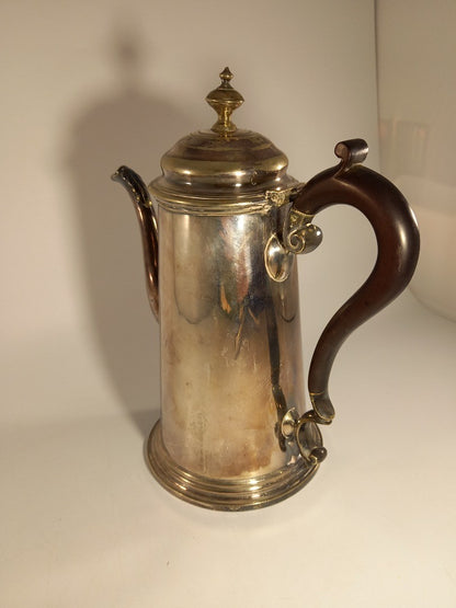 M&Co EPNS Silver Plated Ornate Tall Teapot / Jug with Wooden Handle 9.5" Tall