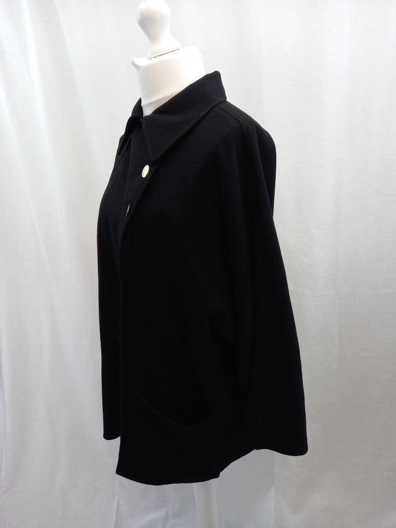 aquascutum black coat wool 16 18 pockets