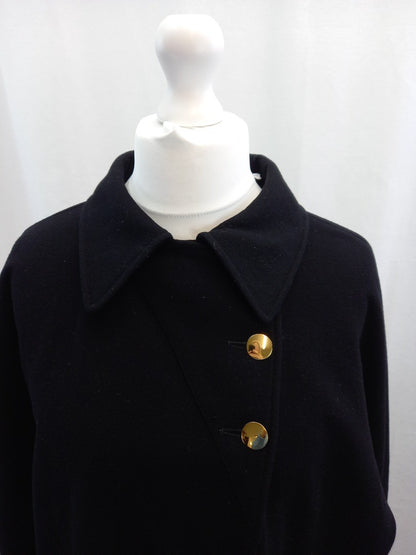 aquascutum black coat wool 16 18 pockets