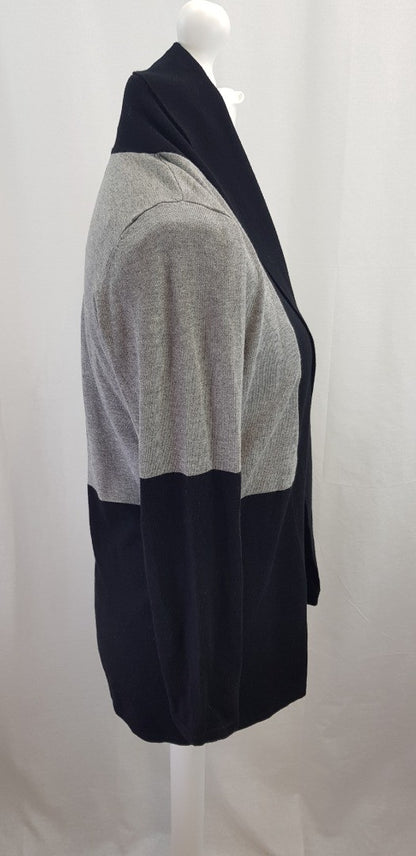 Black & Grey Medium Length Block Colour Cardigan Size M BNWT