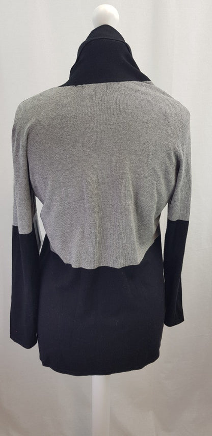 Black & Grey Medium Length Block Colour Cardigan Size M BNWT